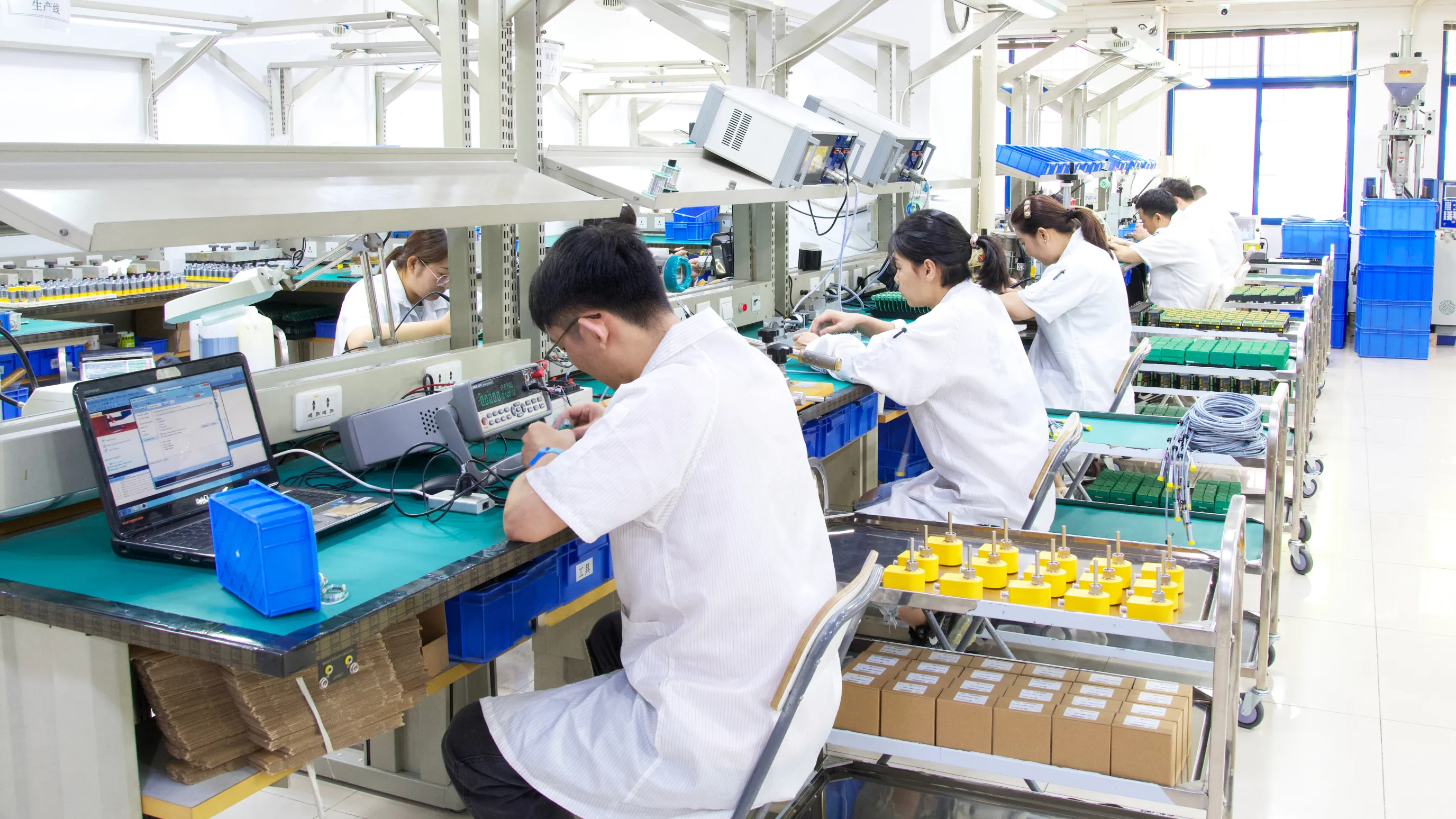 Sentinel production line: assembly and testing stations